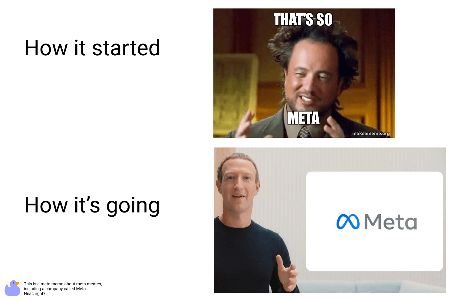 From meta memes to meta corporations